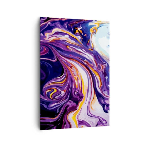 Bild auf Leinwand - Leinwandbild - Ein dynamisches abstraktes Muster in Lila- und Gelbtönen. - 70x100cm - Die Falte ist lila geworden - Moderne Wanddekoration für Wohnzimmer und Schlafzimmer ARTTOR