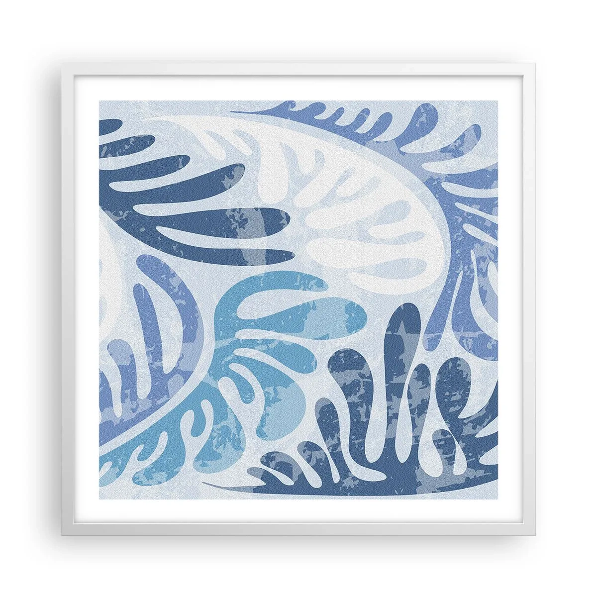 Poster in einem weißen Rahmen - Blaue Farne - 60x60 cm