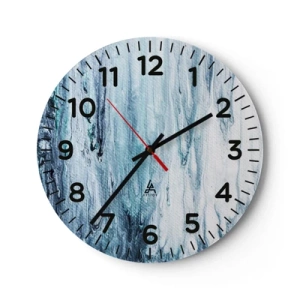 Wanduhr - Glasuhr - Blaue Eiszapfen - 40x40 cm