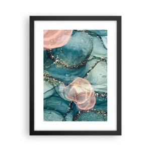 Poster in einem schwarzem Rahmen - Seidenblau, Tüllrosa - 30x40 cm