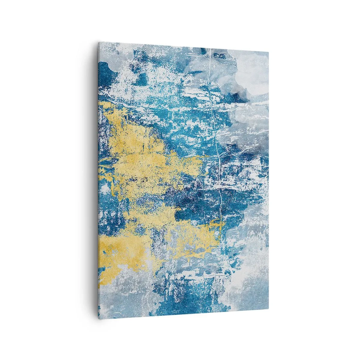 Bild auf Leinwand - Leinwandbild - Abstraktion in Blau- und Gelbtönen - 70x100cm - Abstraktion voller Wetter - Moderne Wanddekoration für Wohnzimmer und Schlafzimmer ARTTOR