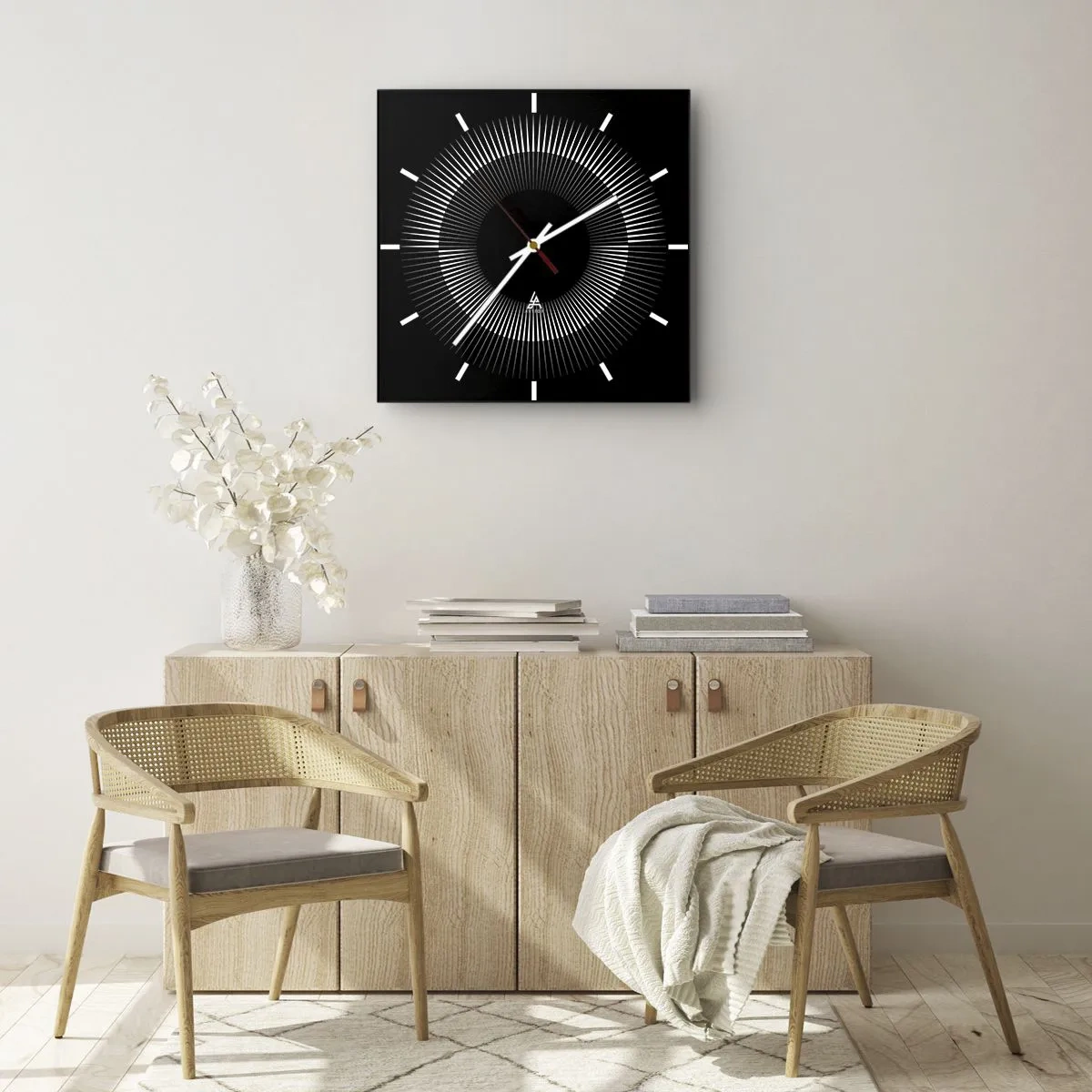 Wanduhr - Glasuhr - Schwarze Sonne - 30x30 cm
