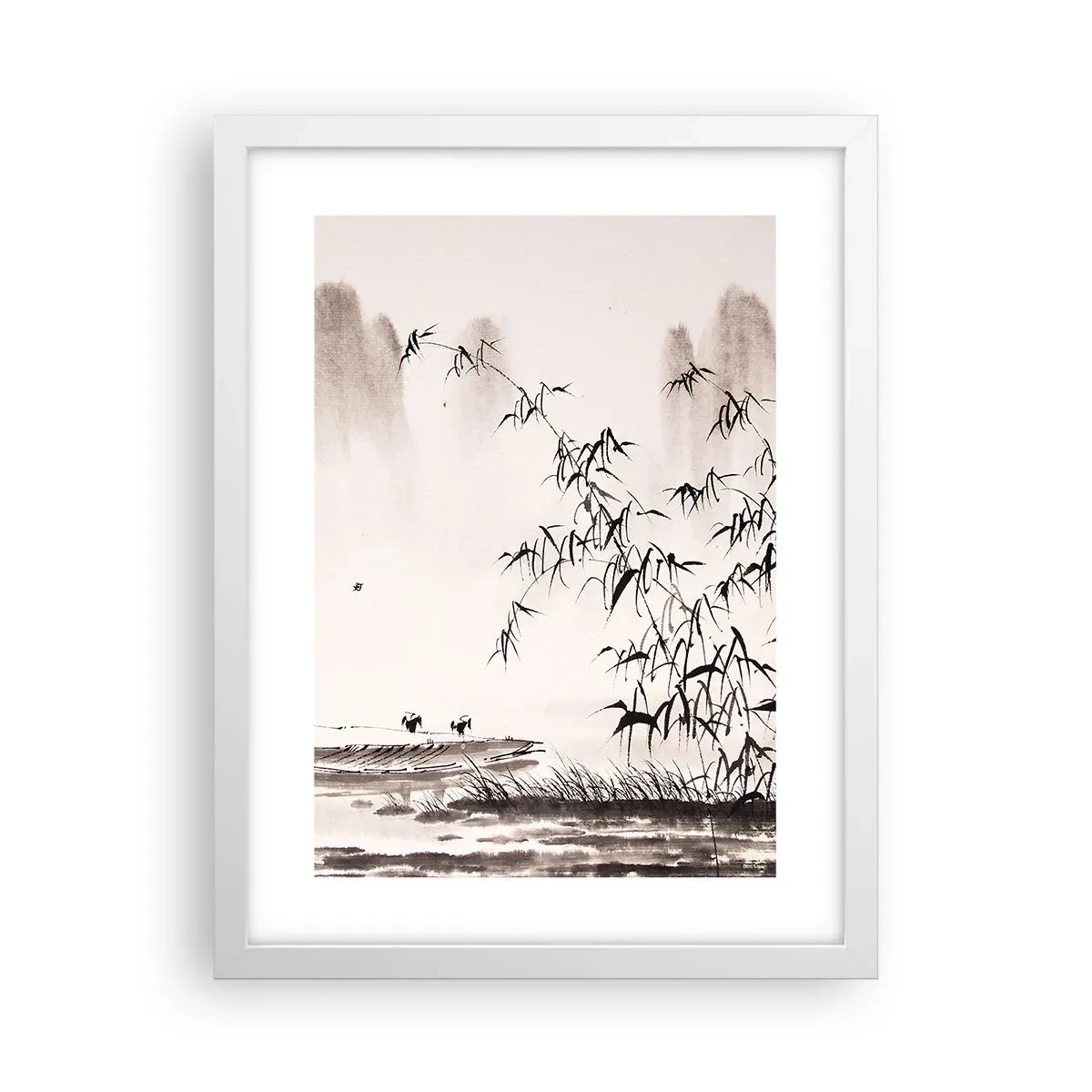 Poster in einem weißen Rahmen - Die Stille der Reisfelder - 30x40 cm