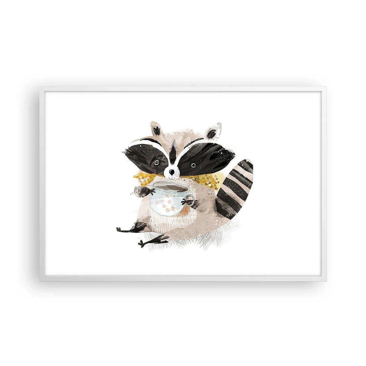 Poster in einem weißen Rahmen - Mein Freund der Waschbär - 91x61 cm
