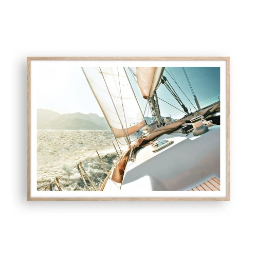 Poster in einem Rahmen aus heller Eiche - Unter vollen Segeln - 100x70 cm