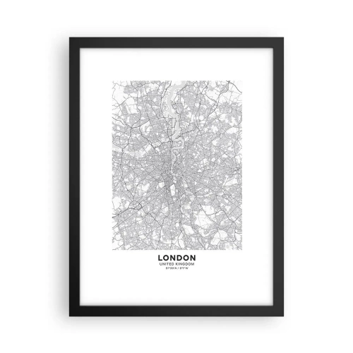 Poster in einem schwarzem Rahmen - Karte des Labyrinths von London - 30x40 cm