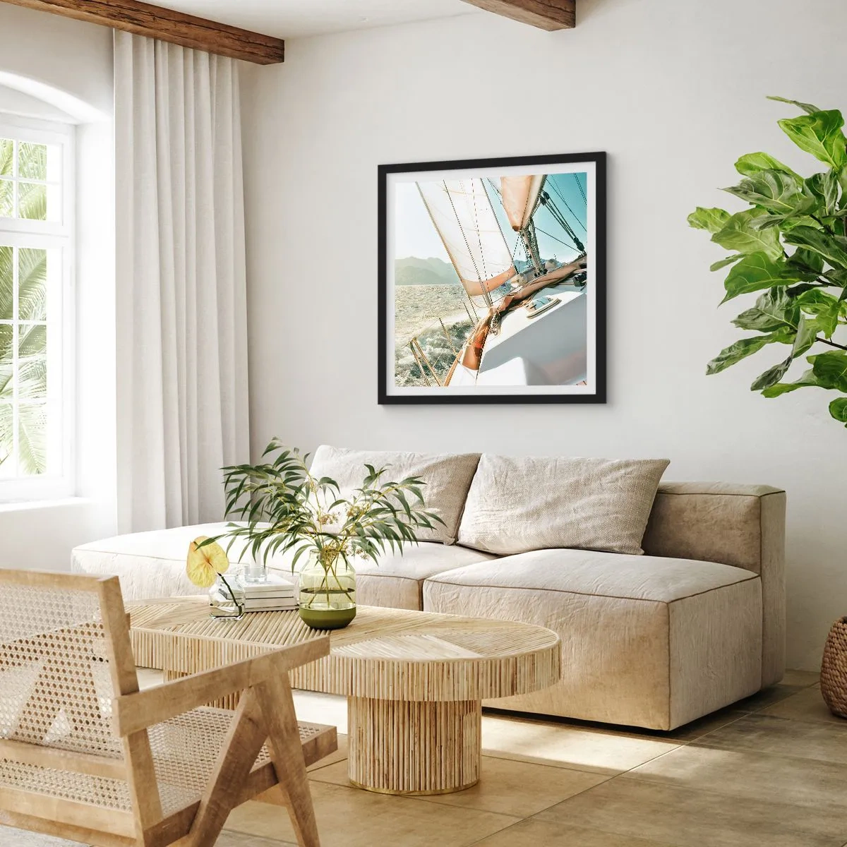 Poster in einem schwarzem Rahmen - Unter vollen Segeln - 50x50 cm