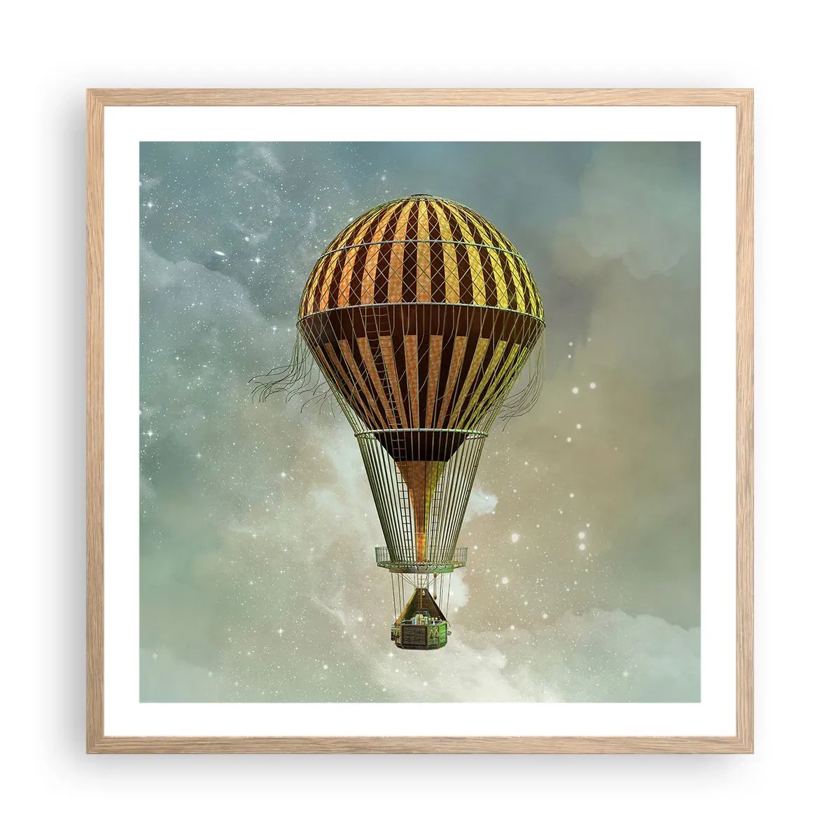 Poster in einem Rahmen aus heller Eiche - Pionierflüge - 60x60 cm