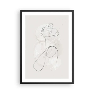 Poster in einem schwarzem Rahmen - Die Konturlinie der Figur vor dem Hintergrund zarter Pastellformen - 50x70cm - Die Spirale der Schönheit - Moderne Wanddekoration für Wohnzimmer und Schlafzimmer ARTTOR
