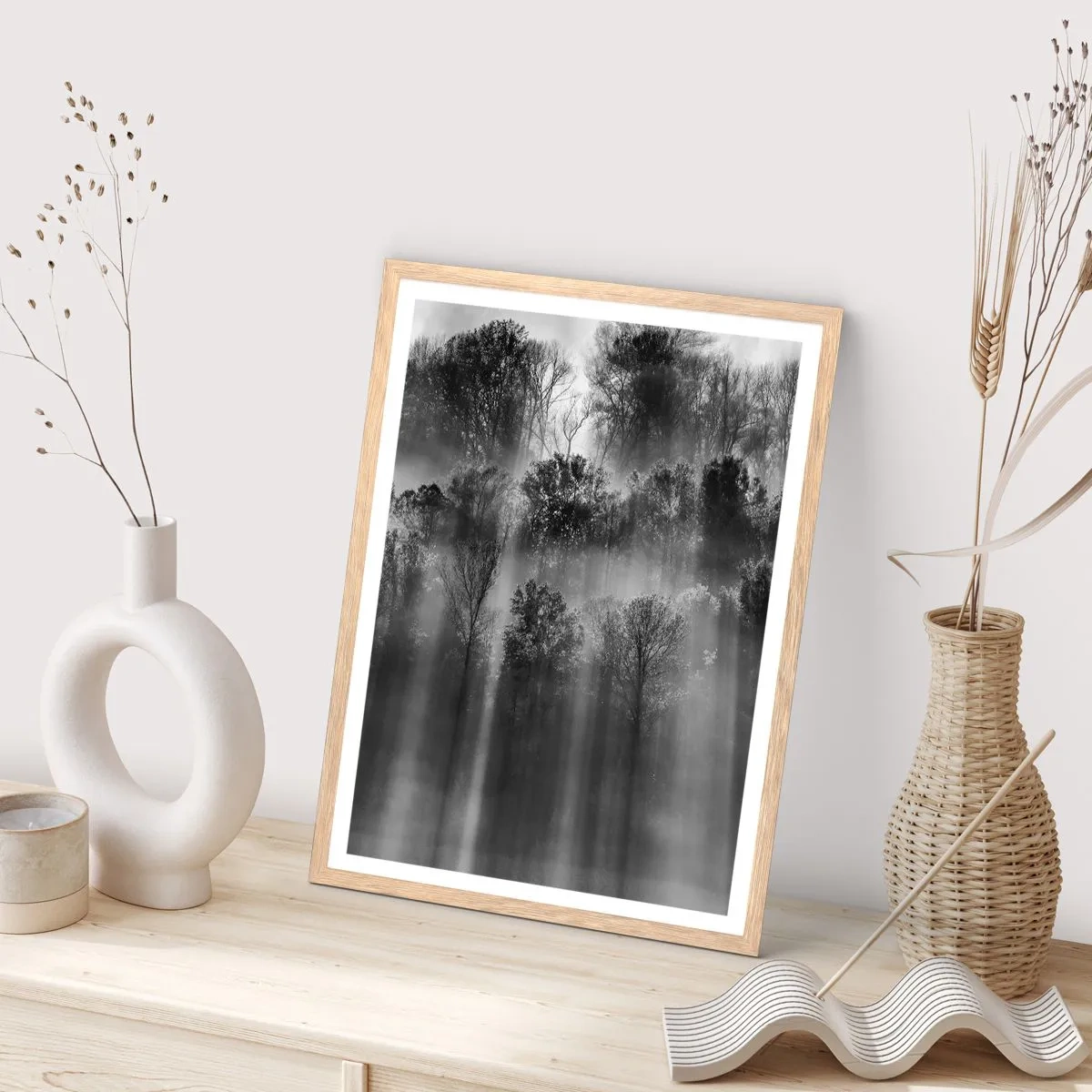 Poster in einem Rahmen aus heller Eiche - In Lichtstrahlen - 30x40 cm