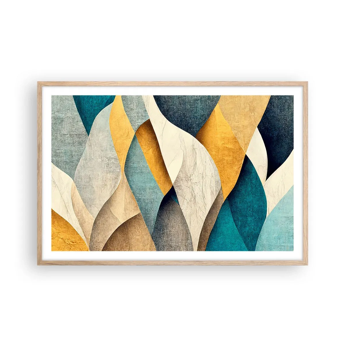 Poster in einem Rahmen aus heller Eiche - Rhythmus und Welle - 91x61 cm