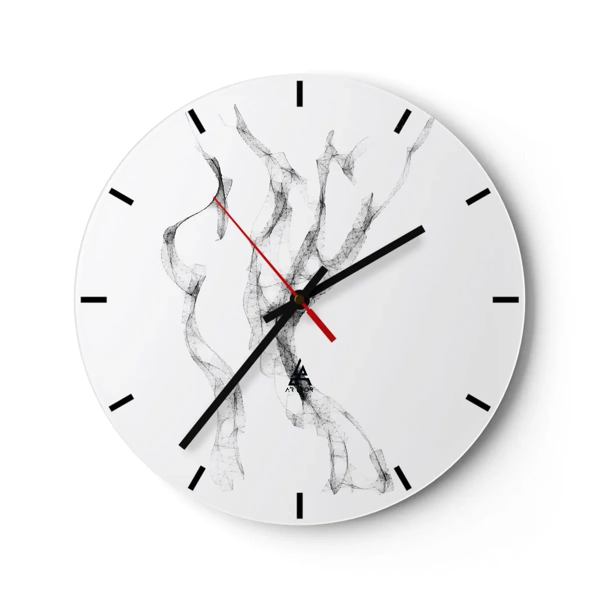 Wanduhr - Glasuhr - Abstrakte schwarze Linien in einer minimalistischen Komposition - 30x30cm - Schön und stark - Moderne Wanddekoration für Wohnzimmer, Küche und Schlafzimmer ARTTOR
