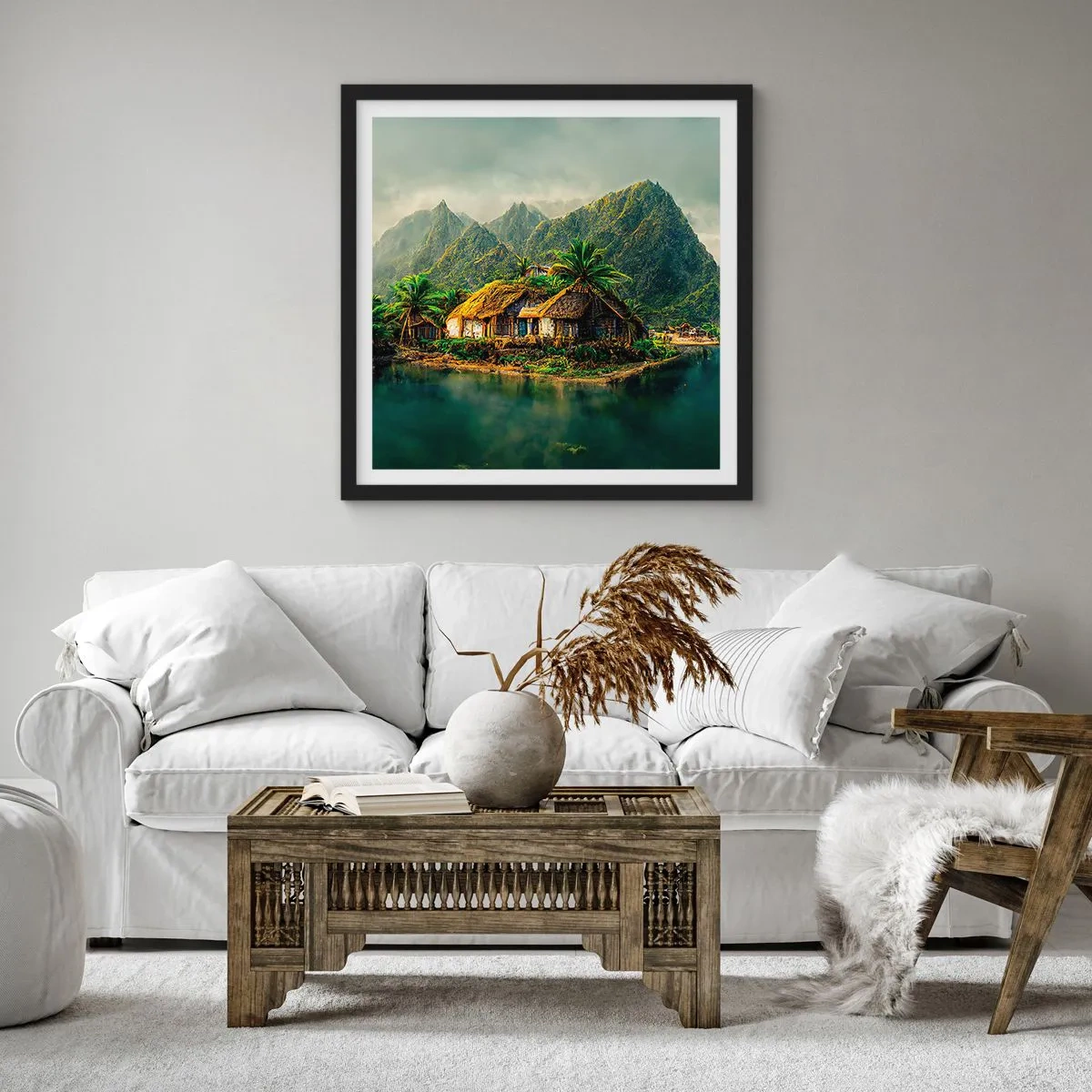 Poster in einem schwarzem Rahmen - Tropisches Paradies - 30x30 cm
