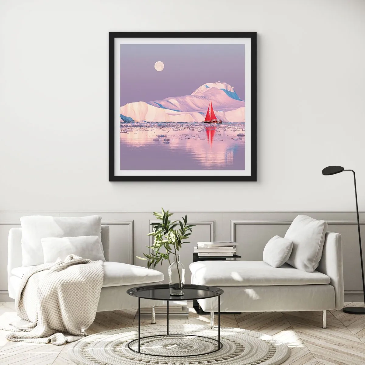 Poster in einem schwarzem Rahmen - Die Hitze des Segels, die Kälte des Eises - 30x30 cm