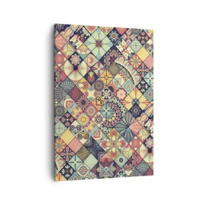 Bild auf Leinwand - Leinwandbild - Bunte geometrische Muster, inspiriert vom marokkanischen Stil - 50x70cm - marokkanische Atmosphäre - Moderne Wanddekoration für Wohnzimmer und Schlafzimmer ARTTOR