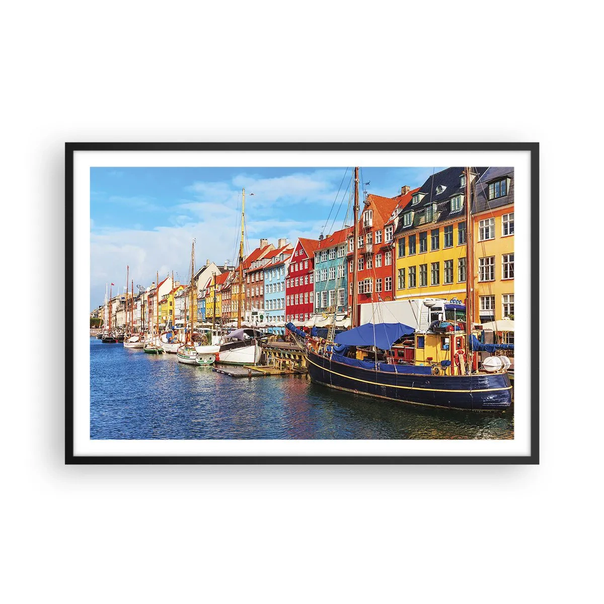 Poster in einem schwarzem Rahmen - Fröhlicher Kai - 91x61 cm