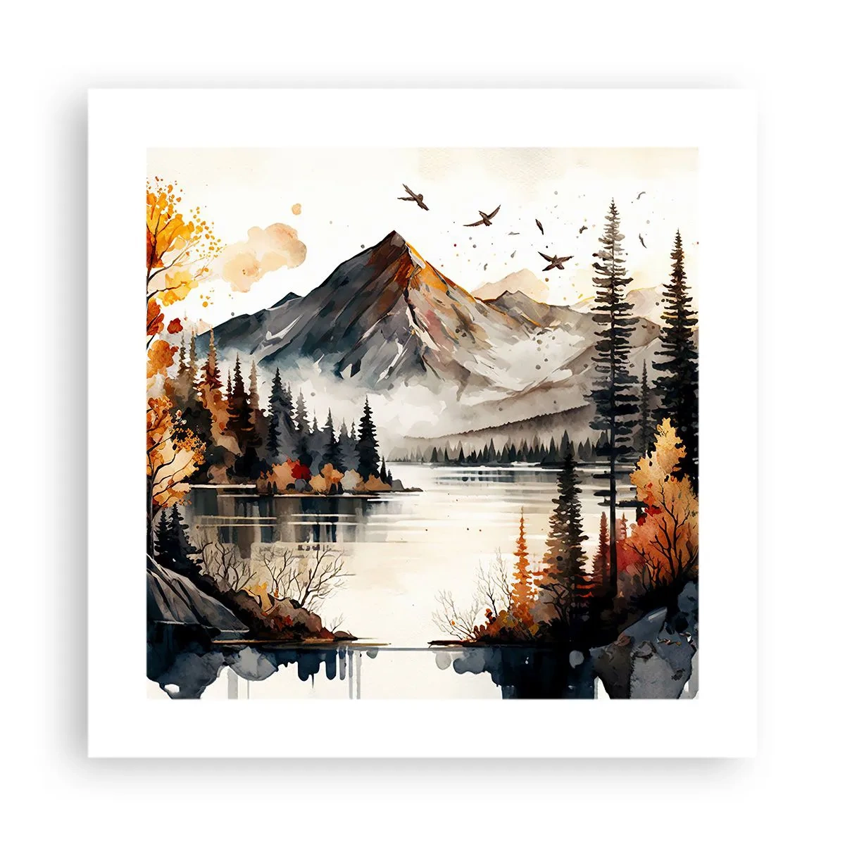 Poster - Goldener Herbst in den Bergen - 40x40 cm