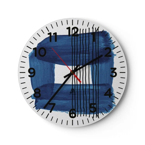 Wanduhr - Glasuhr - Blaue und schwarze Komposition - 40x40 cm