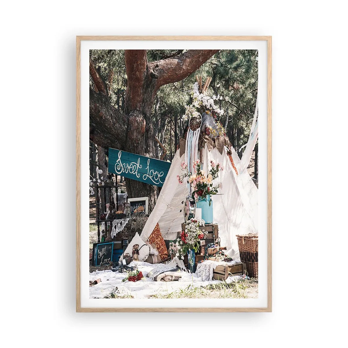 Poster in einem Rahmen aus heller Eiche - Liebe machen ... - 70x100 cm