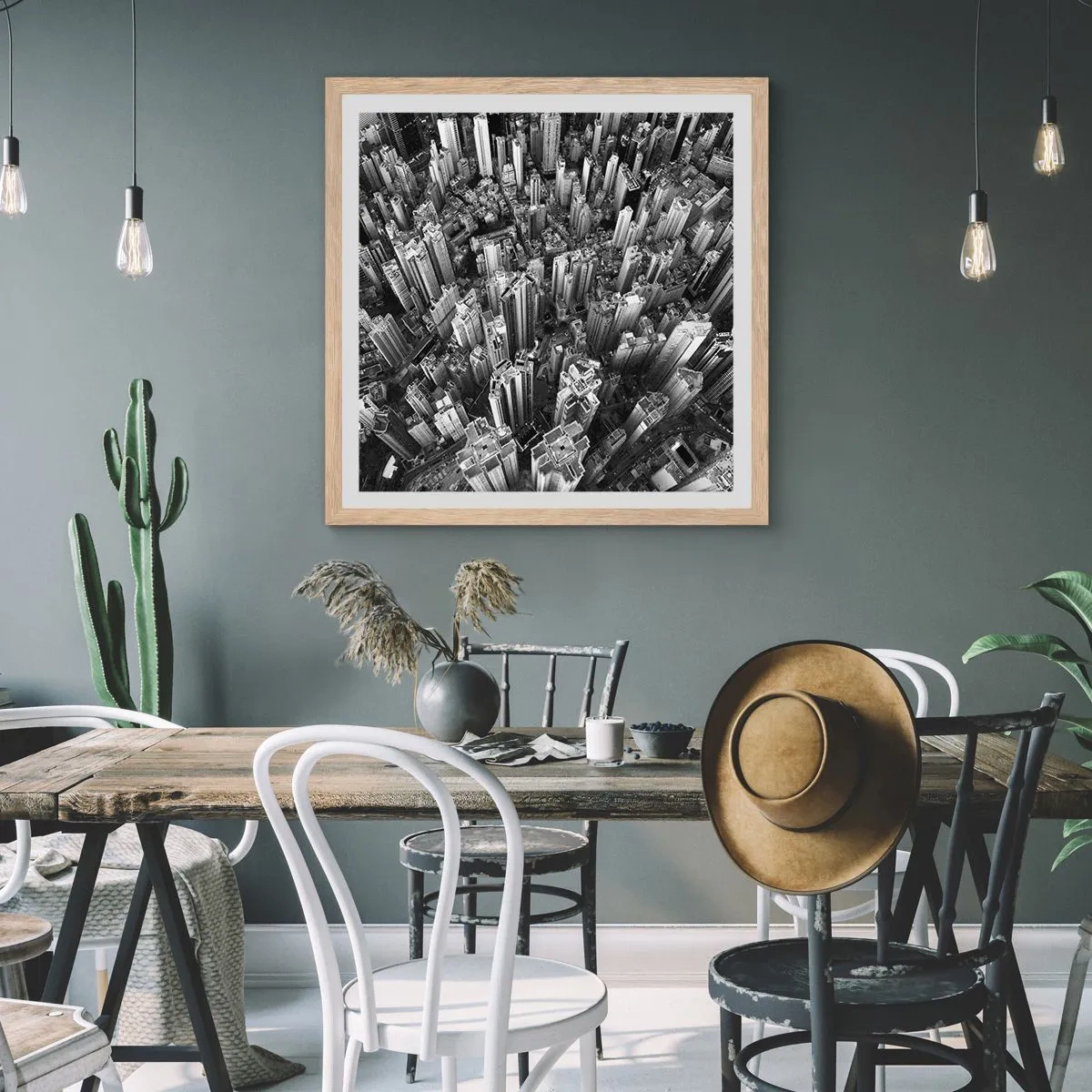 Poster in einem Rahmen aus heller Eiche - Immer höher und höher - 60x60 cm