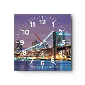 Wanduhr - Glasuhr - Seit vielen Jahren die Brooklyn Bridge - 40x40 cm