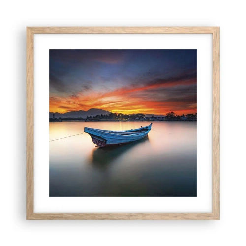 Poster in einem Rahmen aus heller Eiche - Eine gute Nacht kommt - 40x40 cm