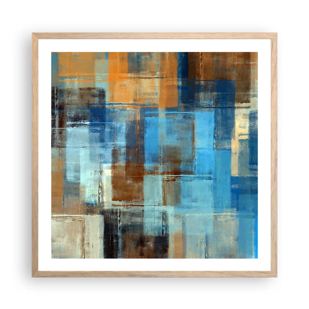 Poster in einem Rahmen aus heller Eiche - Durch den blauen Schleier - 60x60 cm