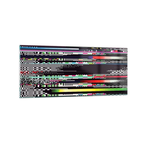Glasbild - Bild auf glas - Bunte Linien und Pixel im abstrakten Stil - 120x50cm - Das Kontrollbild der Realität - Moderne Wanddekoration für Wohnzimmer und Schlafzimmer ARTTOR