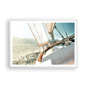 Poster in einem weißen Rahmen - Unter vollen Segeln - 100x70 cm