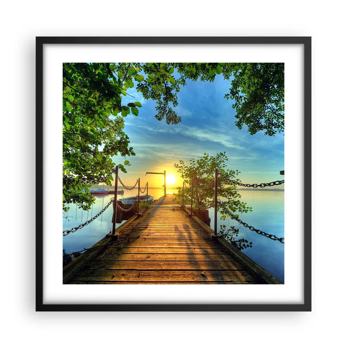 Poster in einem schwarzem Rahmen - Westen auf dem Wasser - 50x50 cm