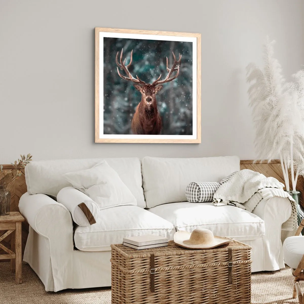 Poster in einem Rahmen aus heller Eiche - Gekrönter König des Waldes - 30x30 cm