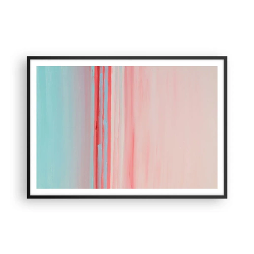 Poster in einem schwarzem Rahmen - Pastellfarbene Linien in Rosa- und Blautönen in einer minimalistischen Komposition - 100x70cm - Abstraktion im Morgengrauen - Moderne Wanddekoration für Wohnzimmer und Schlafzimmer ARTTOR