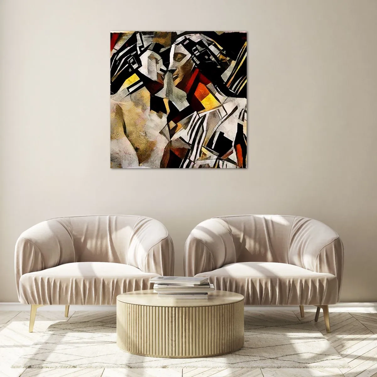 Glasbild - Bild auf glas - Ein statuenhafter Kuss - 60x60 cm