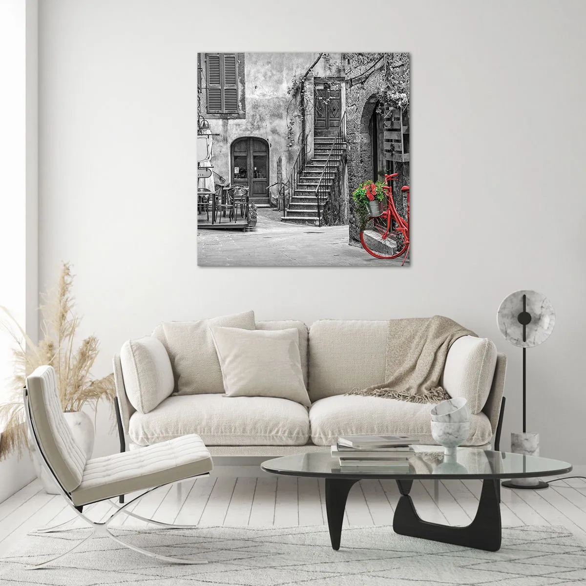 Glasbild - Bild auf glas - Toskanische Gasse - 60x60 cm