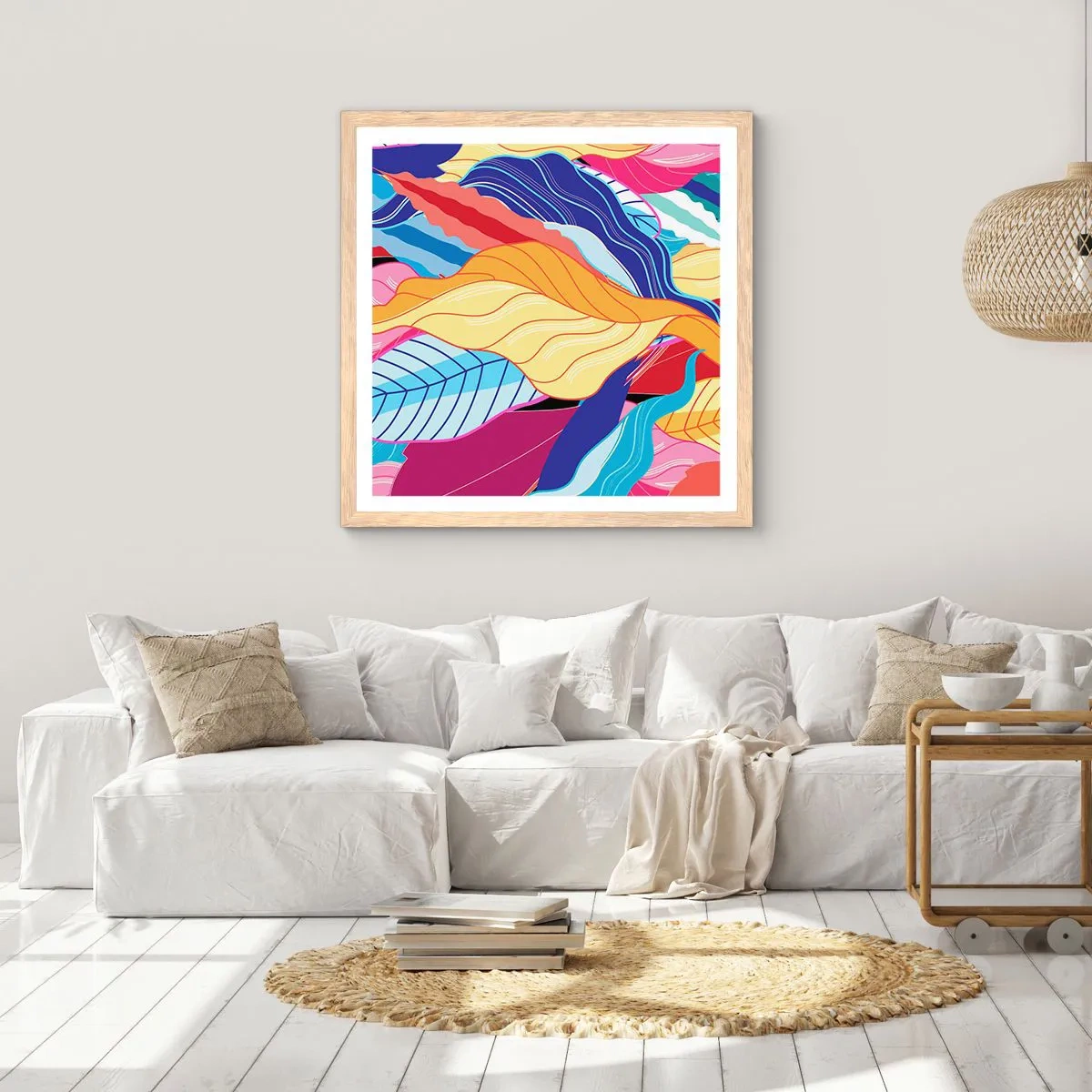 Poster in einem Rahmen aus heller Eiche - Buntes Durcheinander - 50x50 cm