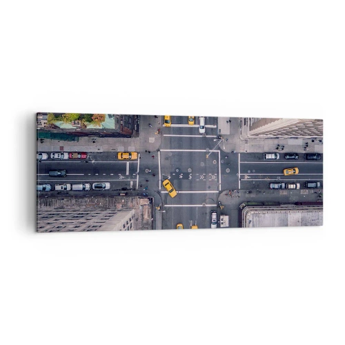 Bild auf Leinwand - Leinwandbild - Luftaufnahme einer belebten Stadtstraße - 140x50cm - Eine einfache Wahl - Moderne Wanddekoration für Wohnzimmer und Schlafzimmer ARTTOR