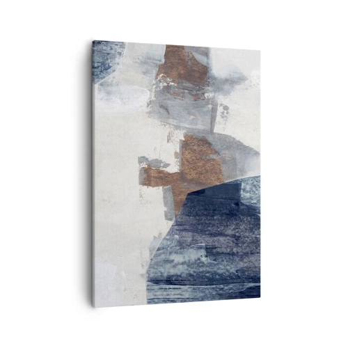 Bild auf Leinwand - Leinwandbild - Abstrakte Formen in Blau- und Brauntönen - 50x70cm - Blaue und braune Formen - Moderne Wanddekoration für Wohnzimmer und Schlafzimmer ARTTOR