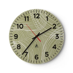 Wanduhr - Glasuhr - Komplizierte Abstraktion in Weiß - 40x40 cm