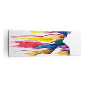 Bild auf Leinwand - Leinwandbild - Ein Läufer in abstrakten Farben symbolisiert Dynamik und Energie - 160x50cm - Über den Regenbogen laufen - Moderne Wanddekoration für Wohnzimmer und Schlafzimmer ARTTOR