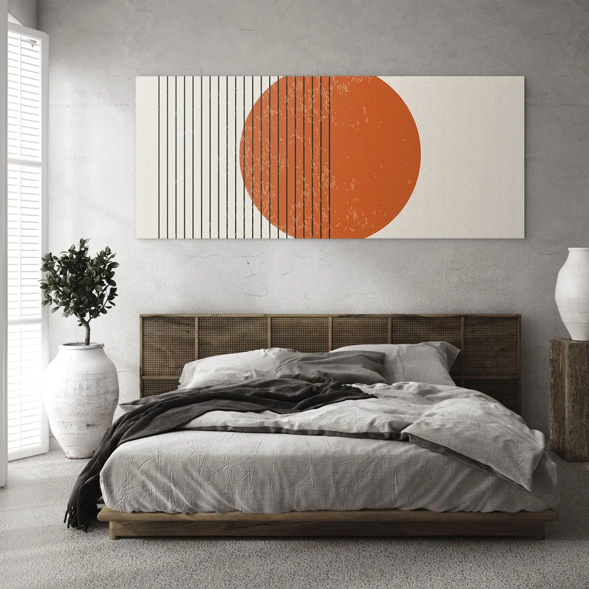 Glasbild - Bild auf glas - Minimalistische Sonne mit geometrischen Linien - 160x50cm - Immer die Sonne - Moderne Wanddekoration für Wohnzimmer und Schlafzimmer ARTTOR