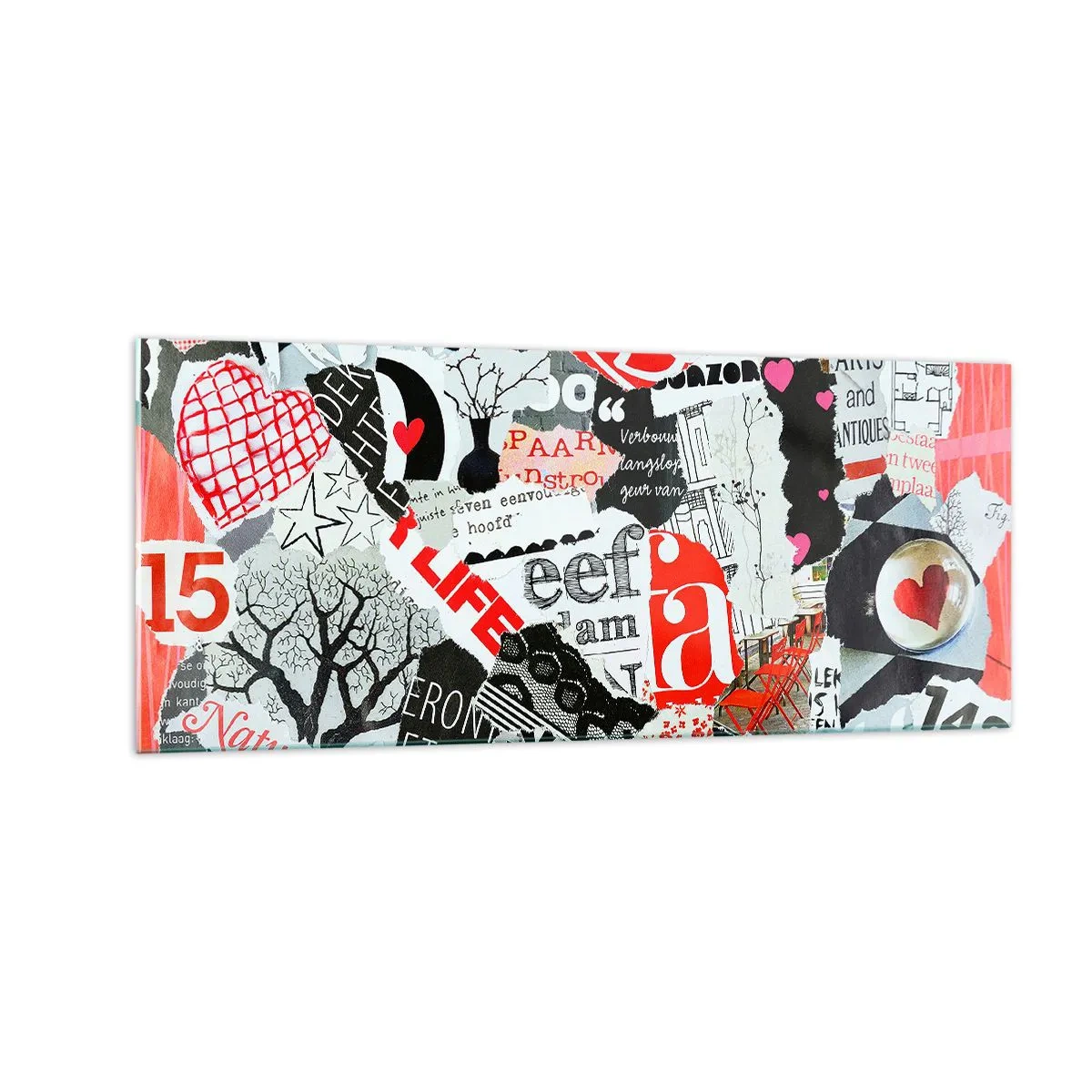 Glasbild - Bild auf glas - Hipster-Collage - 100x40 cm