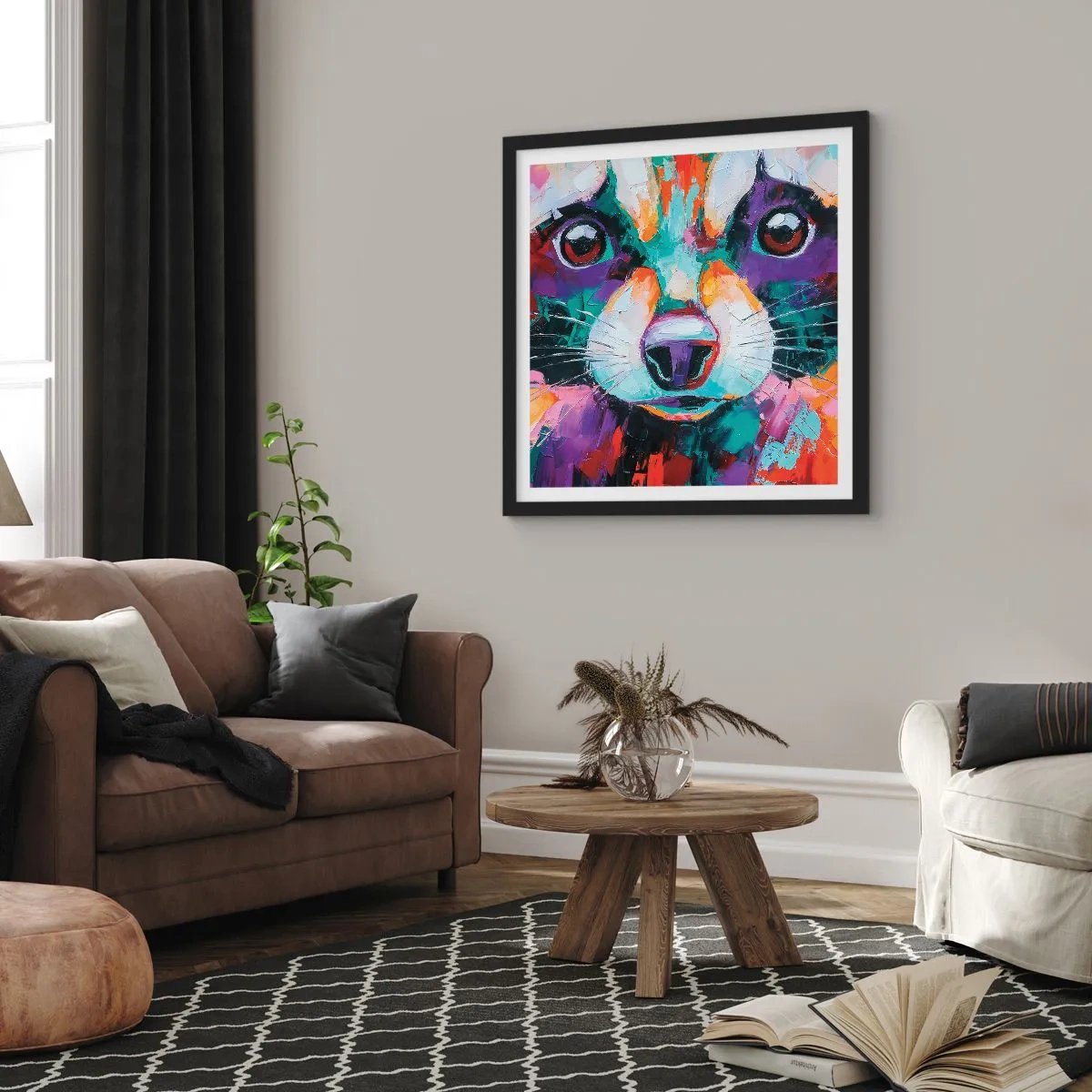 Poster in einem schwarzem Rahmen - Nur gute Emotionen - 50x50 cm