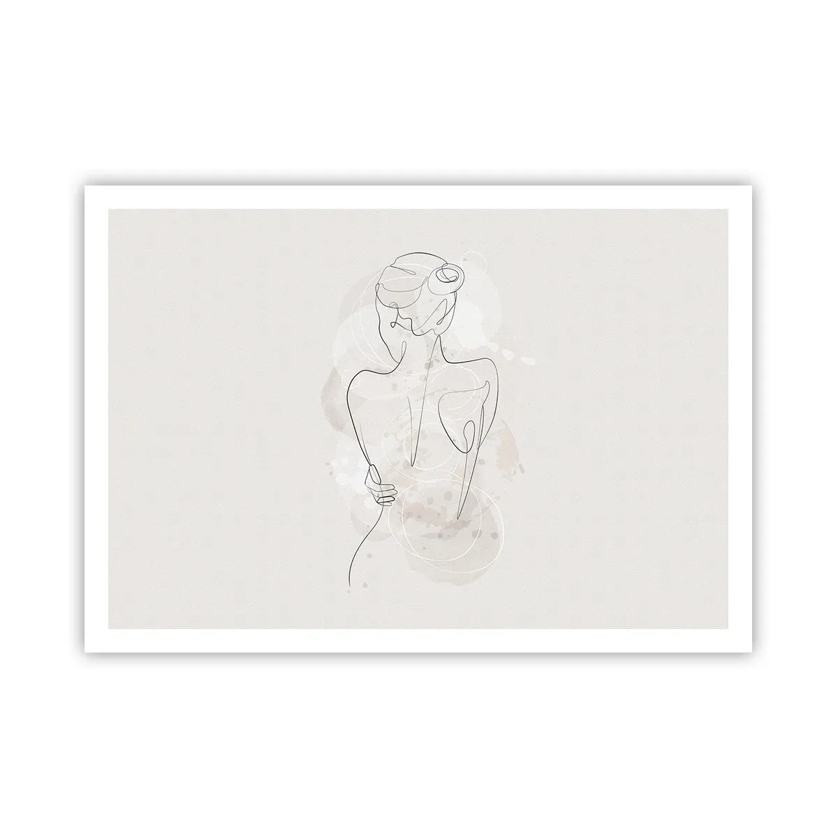 Poster - Eine minimalistische Skizze einer weiblichen Silhouette vor hellem Hintergrund. - 100x70cm - Wie ein sensibles Instrument - Moderne Wanddekoration für Wohnzimmer und Schlafzimmer ARTTOR
