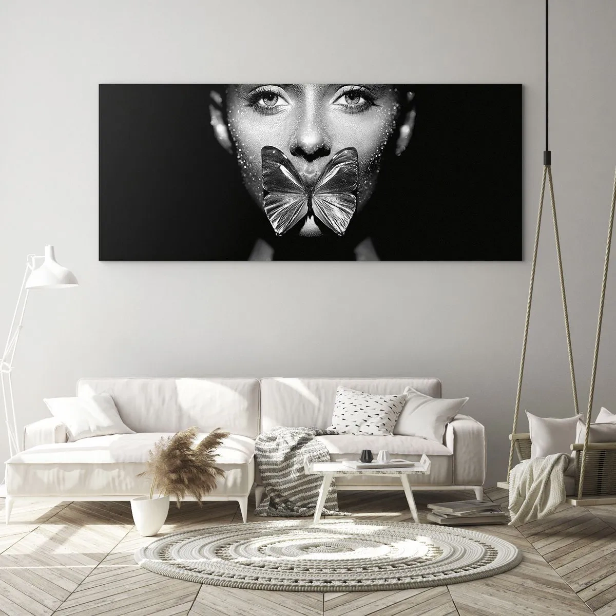 Glasbild - Bild auf glas - Schmetterlingskuss - 90x30 cm