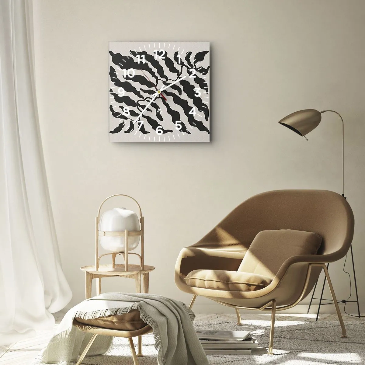 Wanduhr - Glasuhr - Natur des Quadrats - 30x30 cm