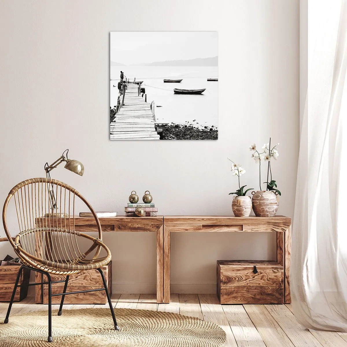 Bild auf Leinwand - Leinwandbild - Ruhig und sauber über dem Wasser - 50x50 cm