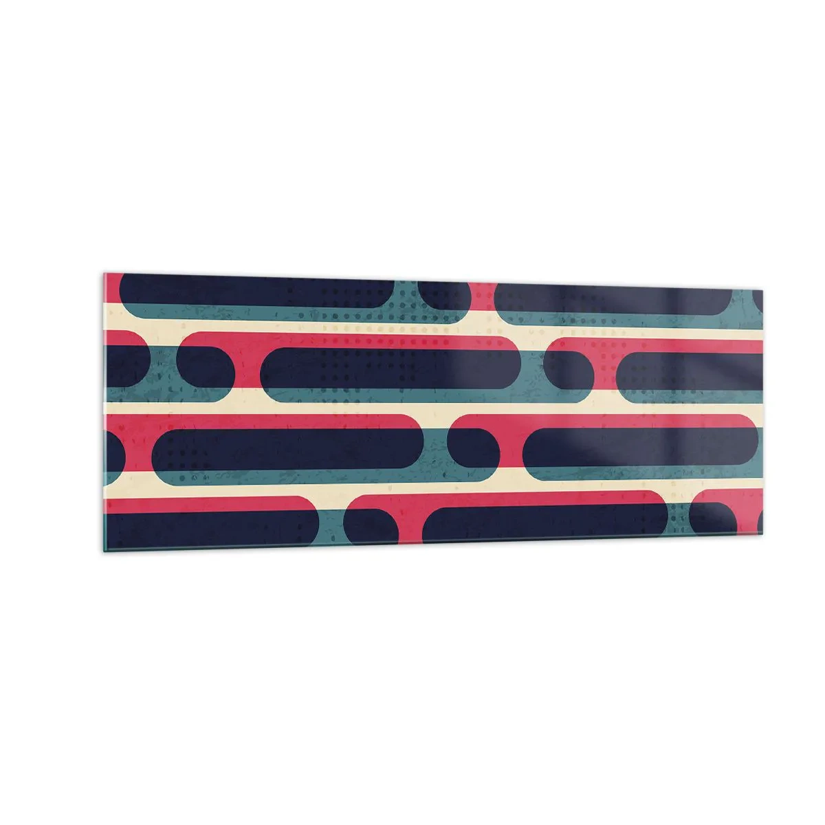 Glasbild - Bild auf glas - Geometrisches Retro-Muster mit Pastellfarben - 140x50cm - In die Tiefe und vorwärts - Moderne Wanddekoration für Wohnzimmer und Schlafzimmer ARTTOR