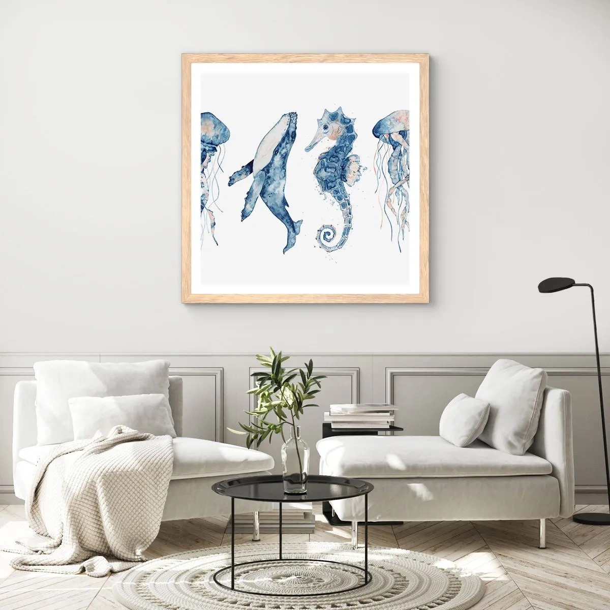 Poster in einem Rahmen aus heller Eiche - Meereswunder - 30x30 cm