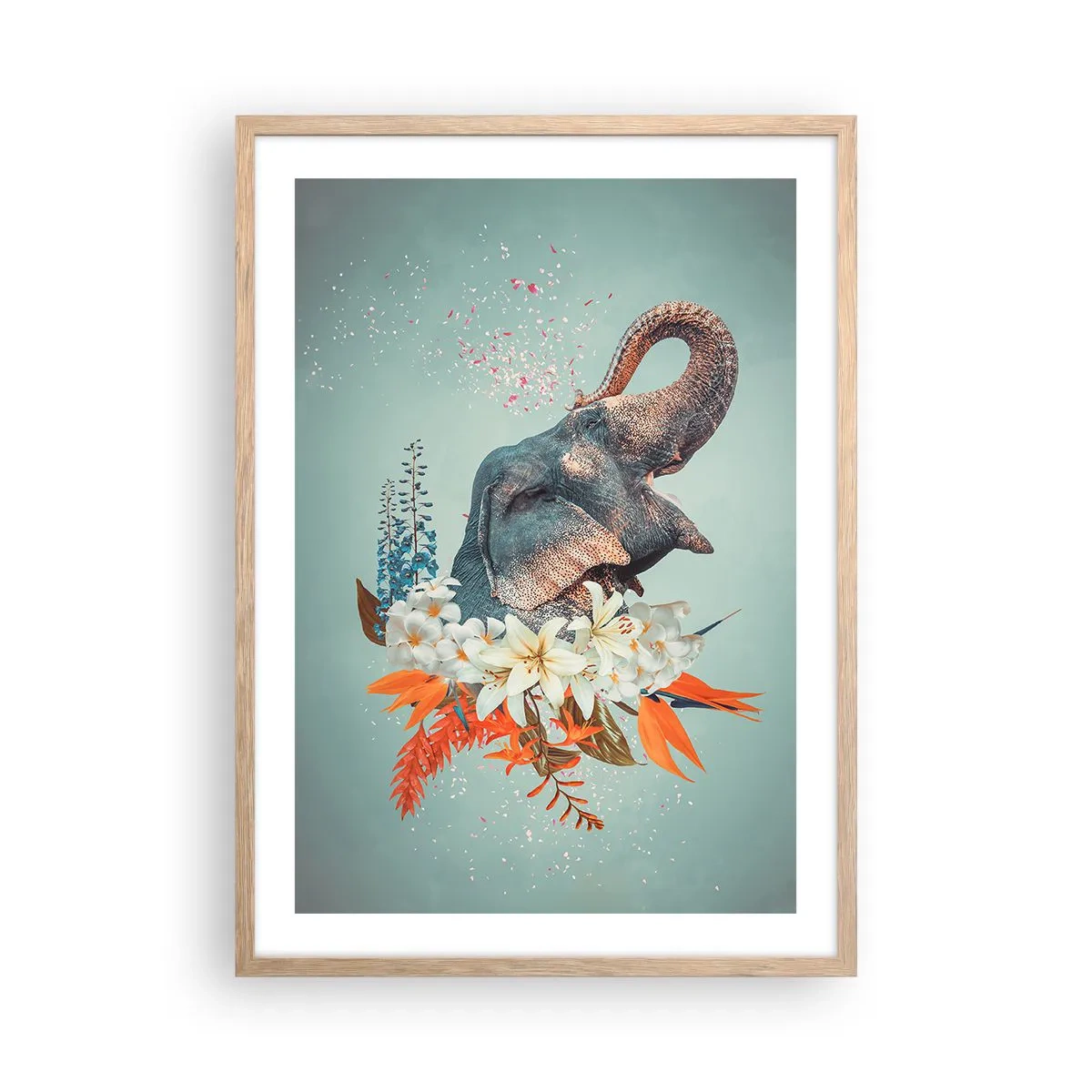 Poster in einem Rahmen aus heller Eiche - Freudenschrei - 50x70 cm