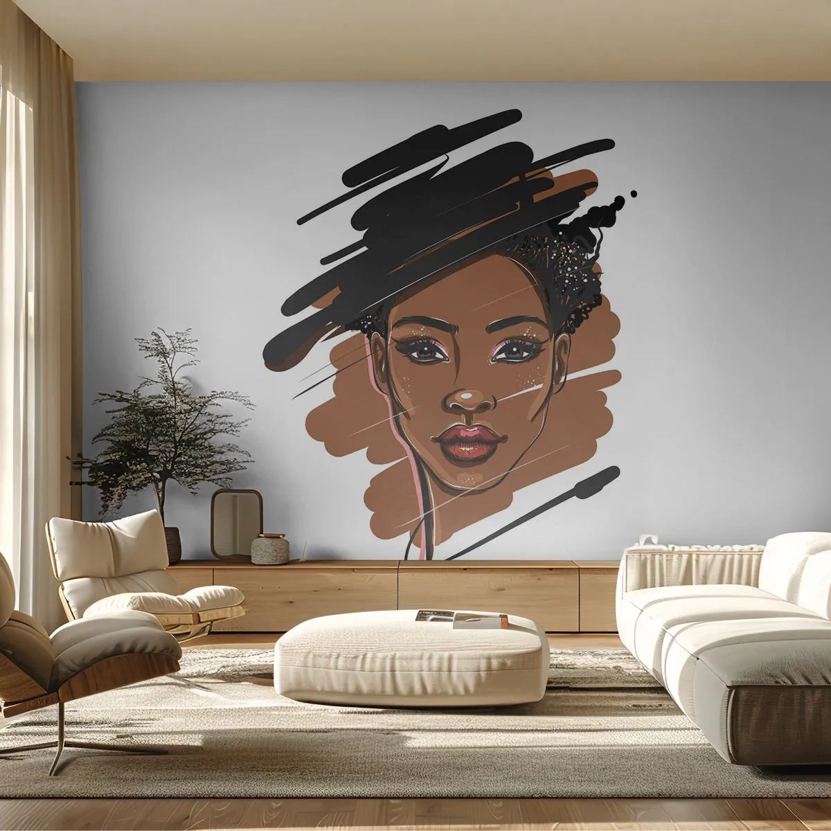 Fototapete Standard Eco - Süß wie Schokolade - Frau, Mode, Porträt einer Frau - 250x175 cm